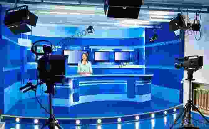 A News Anchor Delivering The Latest Headlines In A Modern Television Studio, With High Tech Equipment And A Team Of Journalists Working Behind The Scenes. Red: Peter Ibbotson: British Broadcasting In The 21st Century