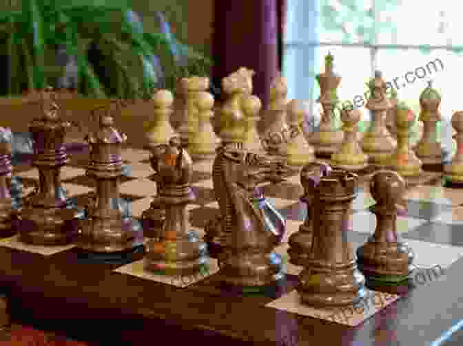 Chessboard With Intricate Wooden Pieces And A Thoughtful Expression The Thought Process Of Chess